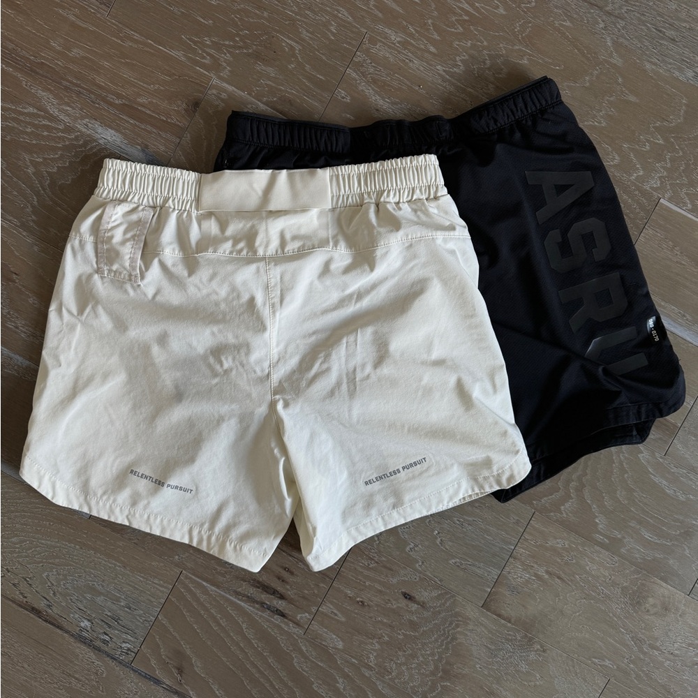 ASRV Athletic Shorts in Black and Cream